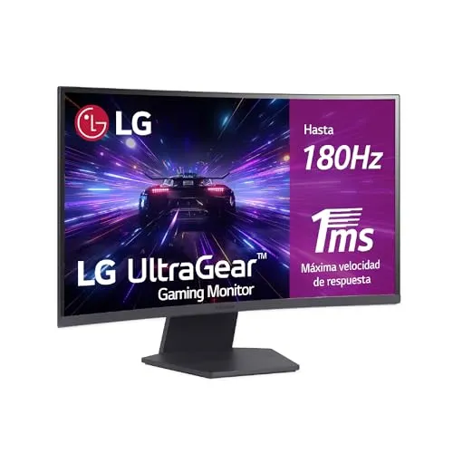 LG 27GS60QC-B - Monitor Ultragear, 27", QHD (2560 x 1440), Panel VA, 16:9, HDMI, 180Hz, 1ms FreeSync, Conectividad Universal, Color Morado Grisáceo